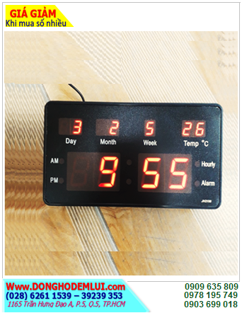 LED JH2158 Digital Clock / Đồng hồ LED Xem giờ và Báo thức (21cmx5.8cm) Giờ-Phút, Ngày-Tuần-Tháng và Nhiệt độ / số LED ĐỎ /B.Hành 03tháng |CÒN HÀNG